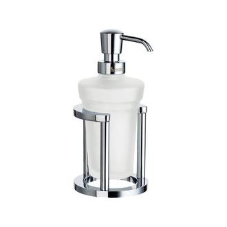Smedbo FK201 7 in. Free Standing Frosted Glass Soap Dispenser with Polished Chrome Holder from the Outline Collection